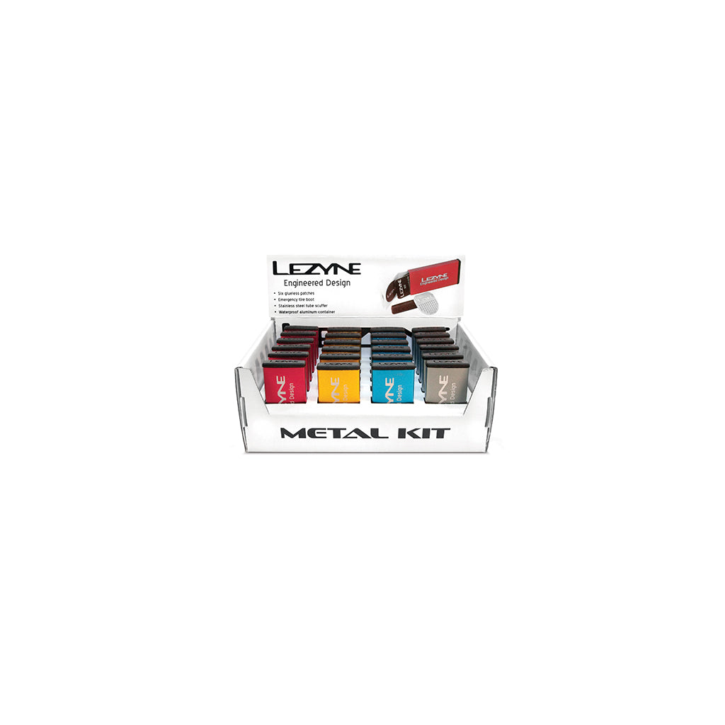Kit De Réparation Crevaison Lezyne - 6 Patchs Sans Colle + Grattoir, Dans Boîtier étanche En Aluminium (couleurs Variées)