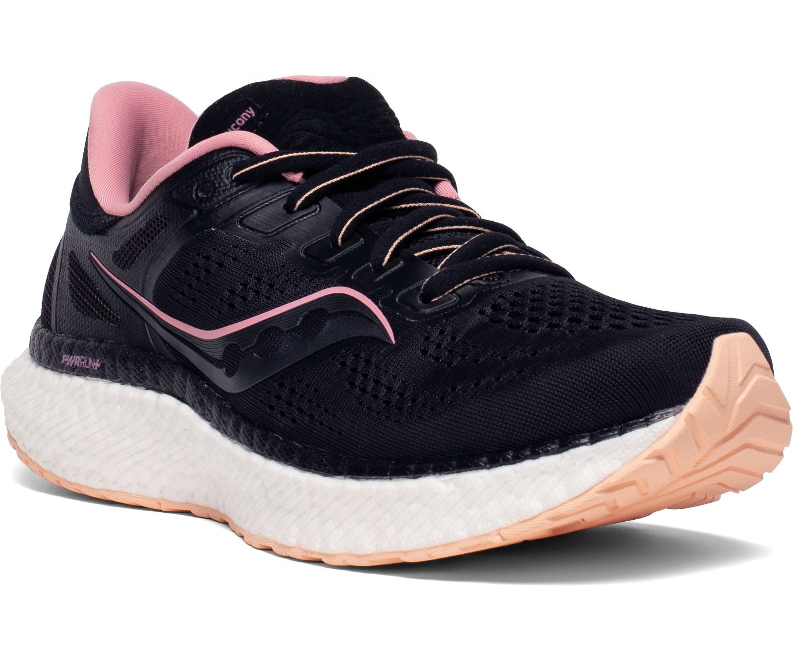 Saucony Women's Hurricane 23 Running Shoe Black/RoseWater UK (Wide)