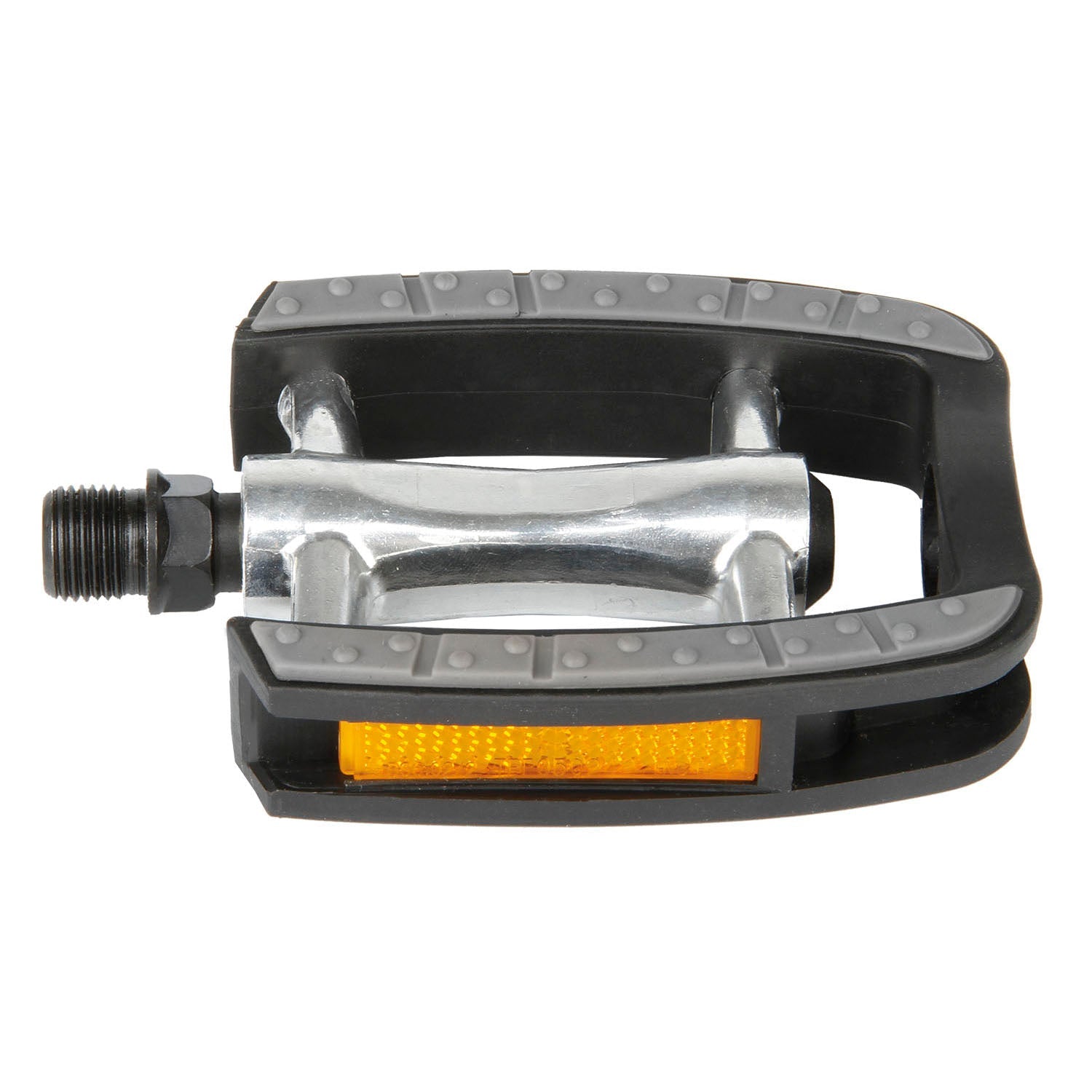 M-WAVE Pedali Antiscivolo Steady A8 In Lega – 95x70 Mm, Con Gomma Nera E Catarifrangente, Asse Acciaio 9/16, Omologati - 2