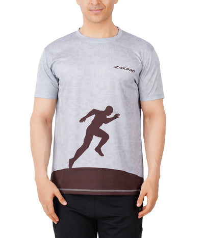 ZAKPRO Sports Tees for Men (Grey Run) - Cyclop.in