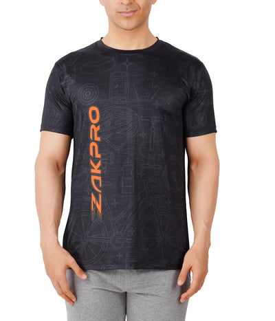 ZAKPRO Sports Tees for Men (Tone Black) - Cyclop.in