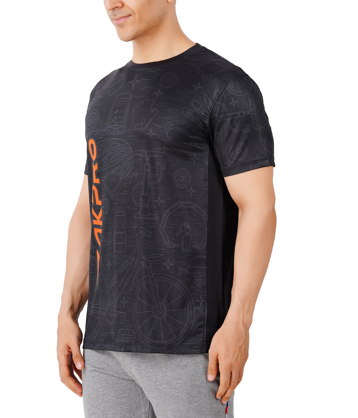 ZAKPRO Sports Tees for Men (Tone Black) - Cyclop.in