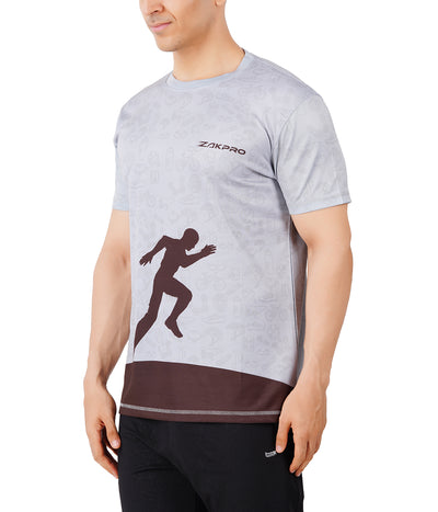 ZAKPRO Sports Tees for Men (Grey Run) - Cyclop.in