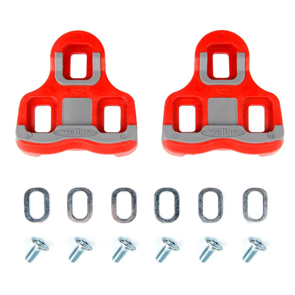 Wellgo Rc - 7B Cleat For Road Pedal - Keo Compatible , 6 Deg Float - Red/Grey - Cyclop.in