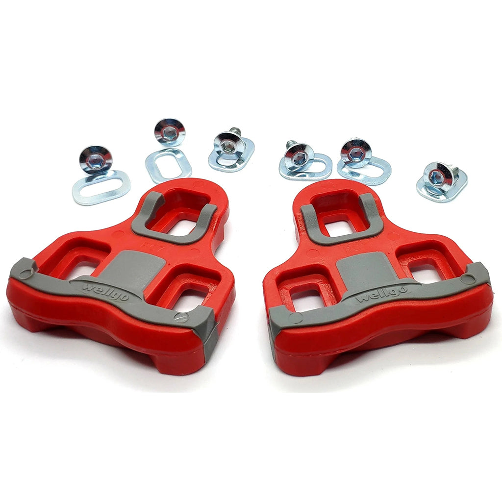 Wellgo Rc - 7B Cleat For Road Pedal - Keo Compatible , 6 Deg Float - Red/Grey - Cyclop.in