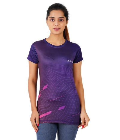 ZAKPRO Sports Tees for Women (Purple Wave) - Cyclop.in
