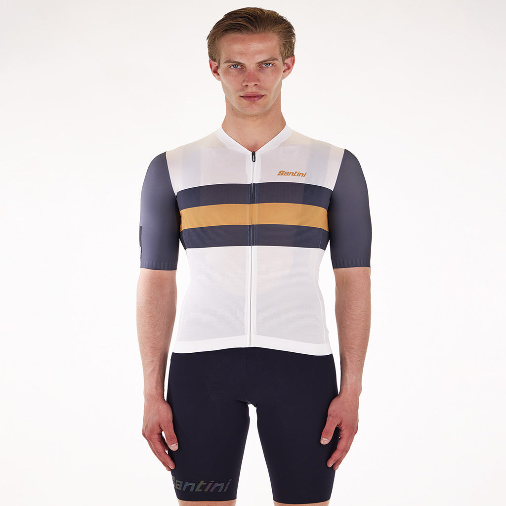 Santini Eco Sleek Bengal Jersey - White/Orange - Cyclop.in