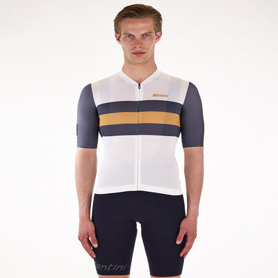 Santini Eco Sleek Bengal Jersey - White/Orange - Cyclop.in