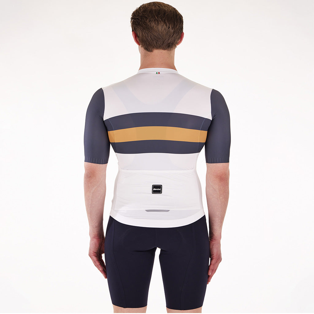 Santini Eco Sleek Bengal Jersey - White/Orange - Cyclop.in