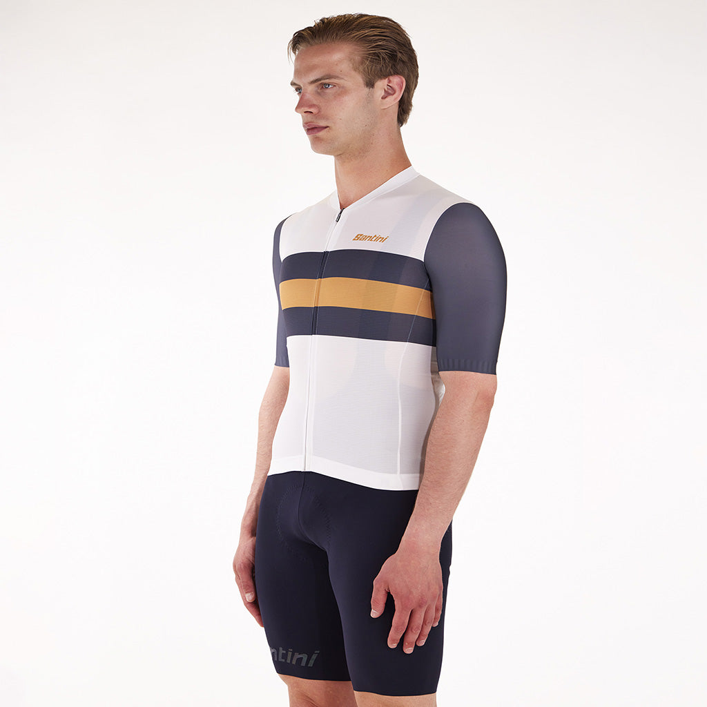 Santini Eco Sleek Bengal Jersey - White/Orange - Cyclop.in