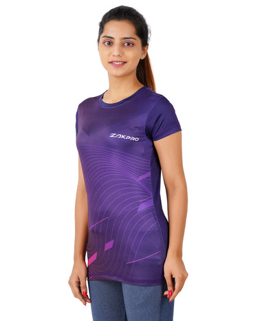 ZAKPRO Sports Tees for Women (Purple Wave) - Cyclop.in