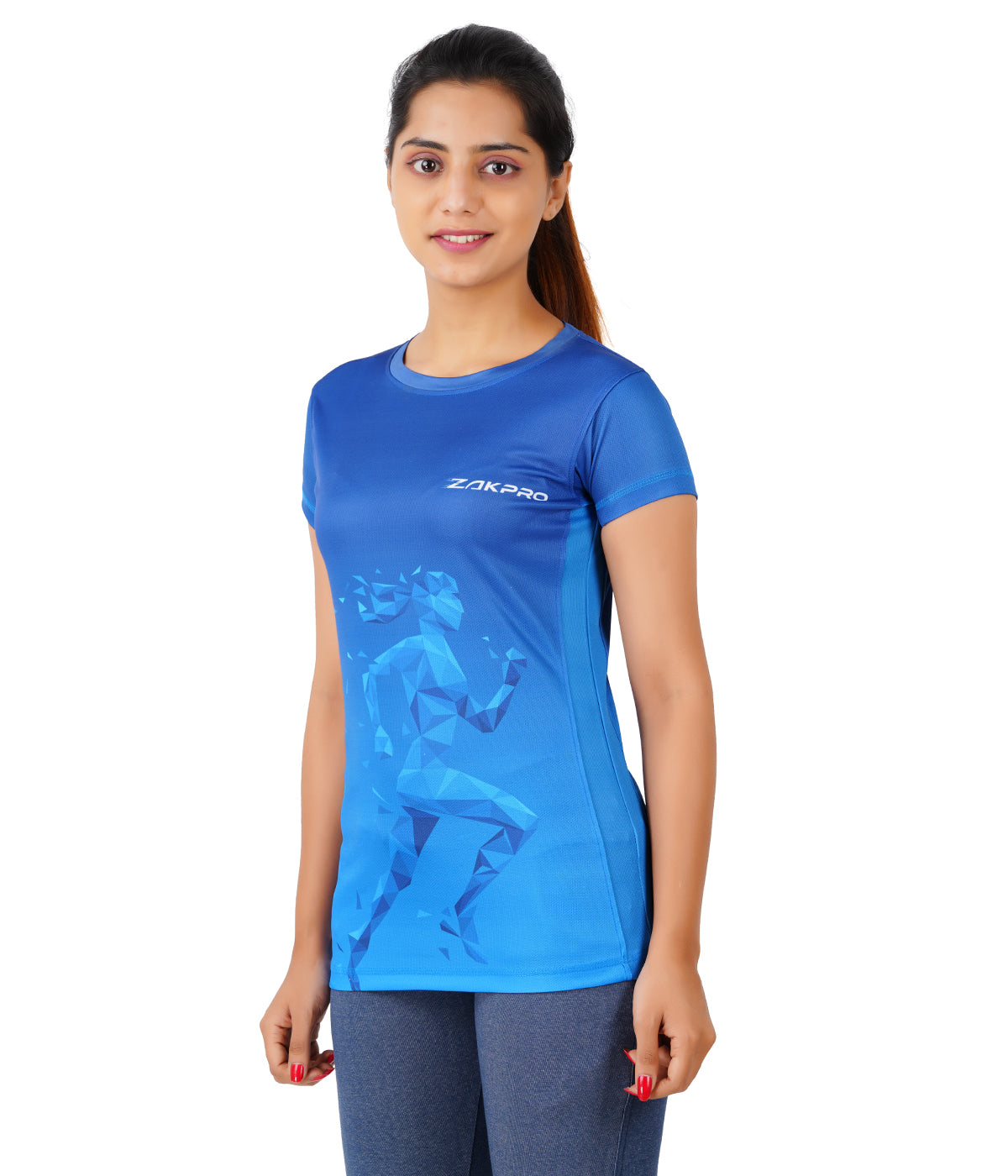 ZAKPRO Sports Tees for Women (Bluish Run) - Cyclop.in