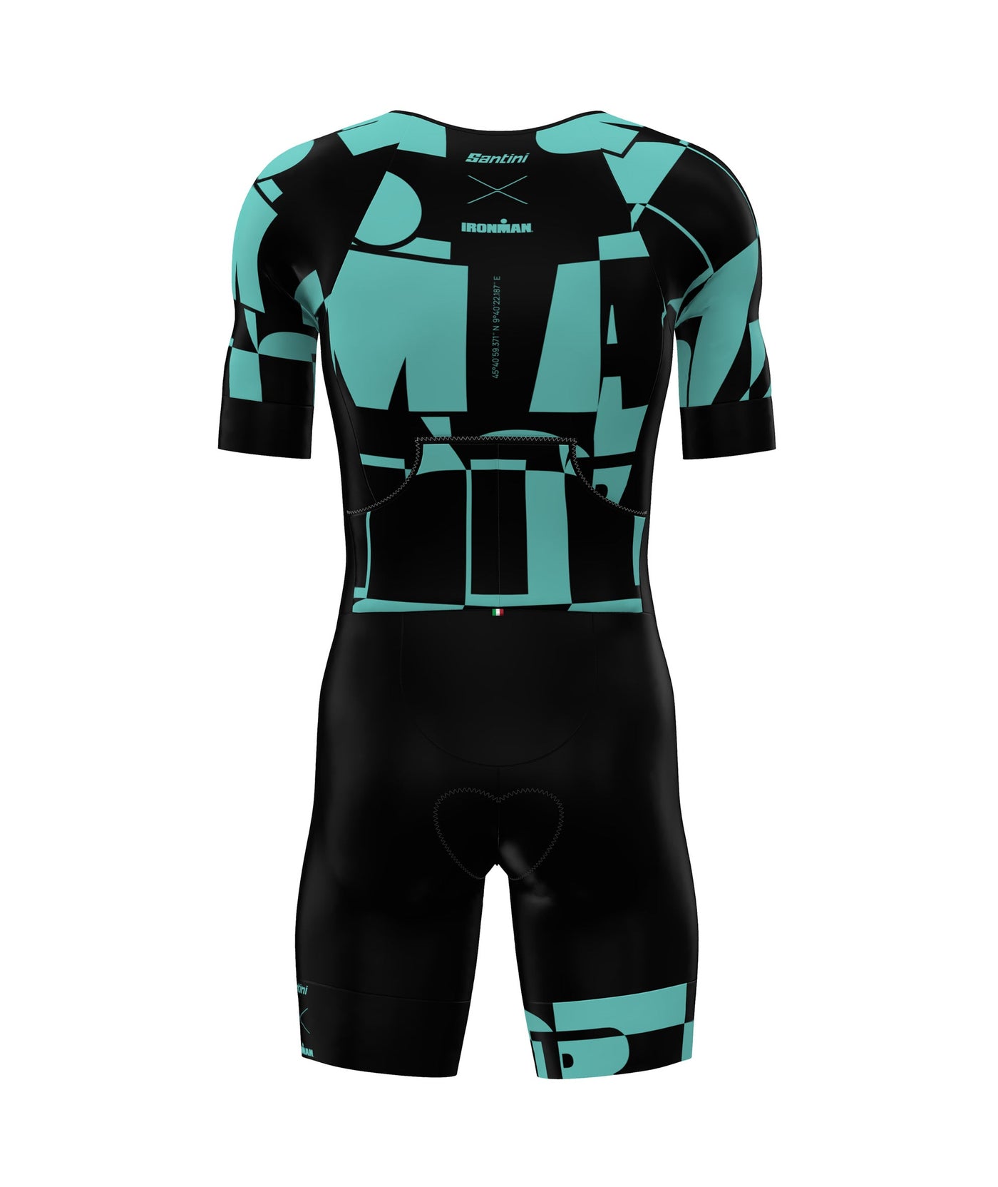 Santini Ironman Enigma Trisuit Short Sleeve -Aqua - Cyclop.in