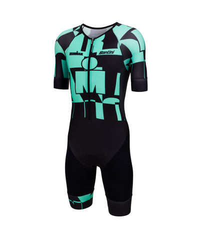 Santini Ironman Enigma Trisuit Short Sleeve -Aqua - Cyclop.in