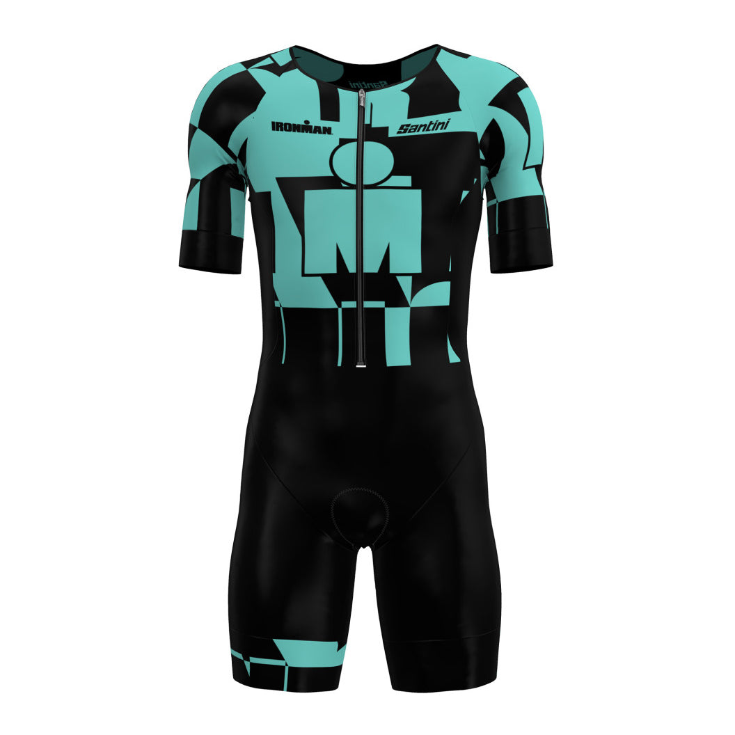 Santini Ironman Enigma Trisuit Short Sleeve -Aqua - Cyclop.in