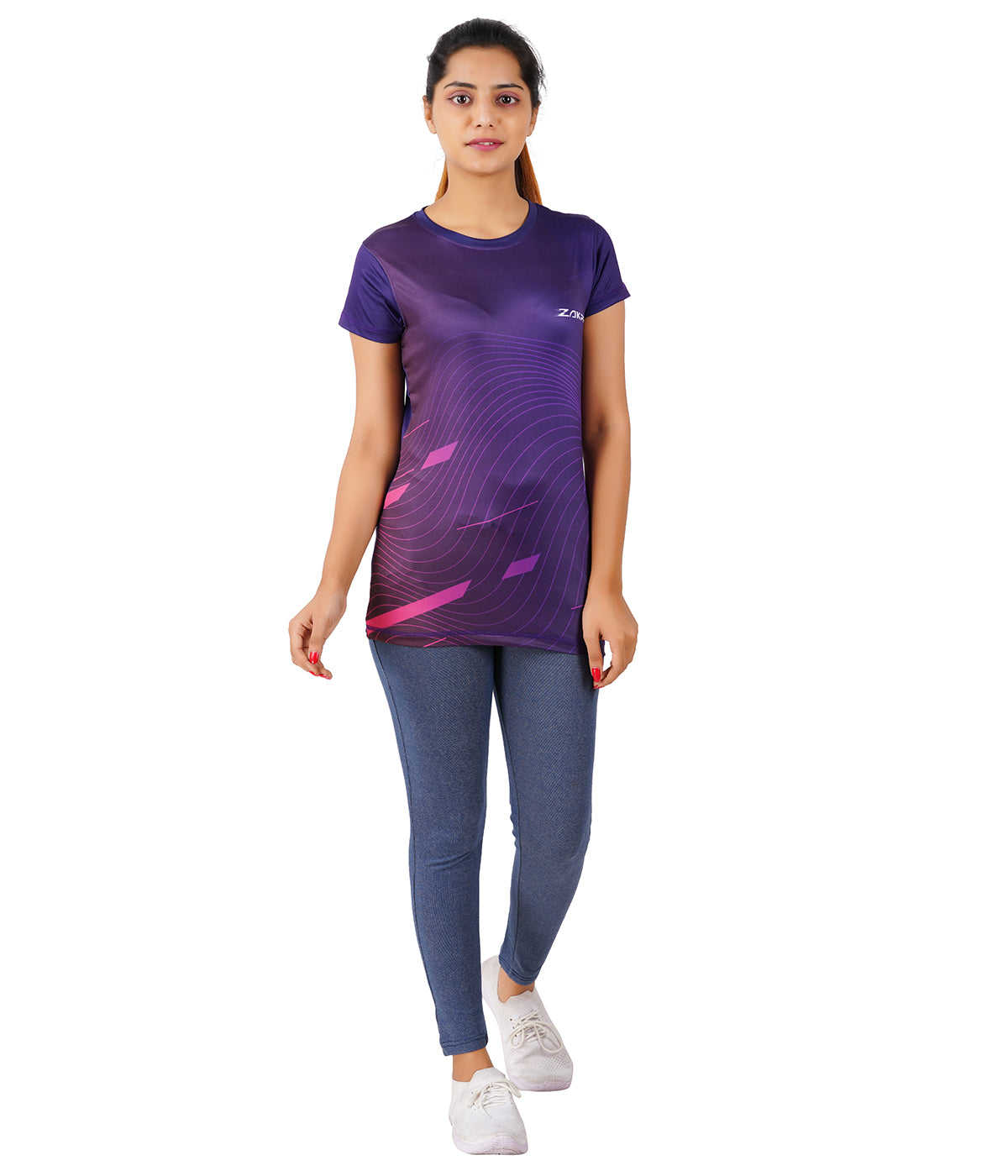 ZAKPRO Sports Tees for Women (Purple Wave) - Cyclop.in