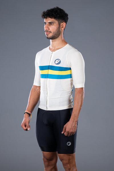 Apace Elite Fit Unisex Cycling Jersey - Ivory - Cyclop.in