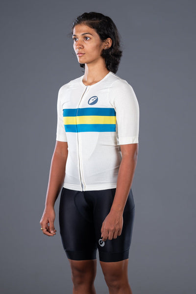 Apace Elite Fit Unisex Cycling Jersey - Ivory - Cyclop.in