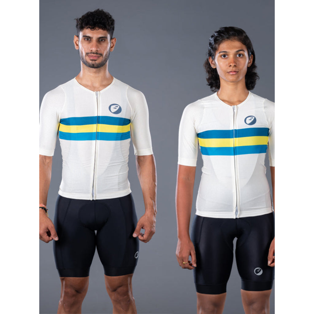 Apace Elite Fit Unisex Cycling Jersey - Ivory - Cyclop.in