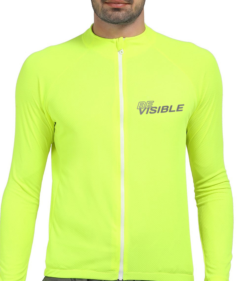 Triquip BeVisible Men Cycling Jersey Full Sleeves - Neon Green - Cyclop.in