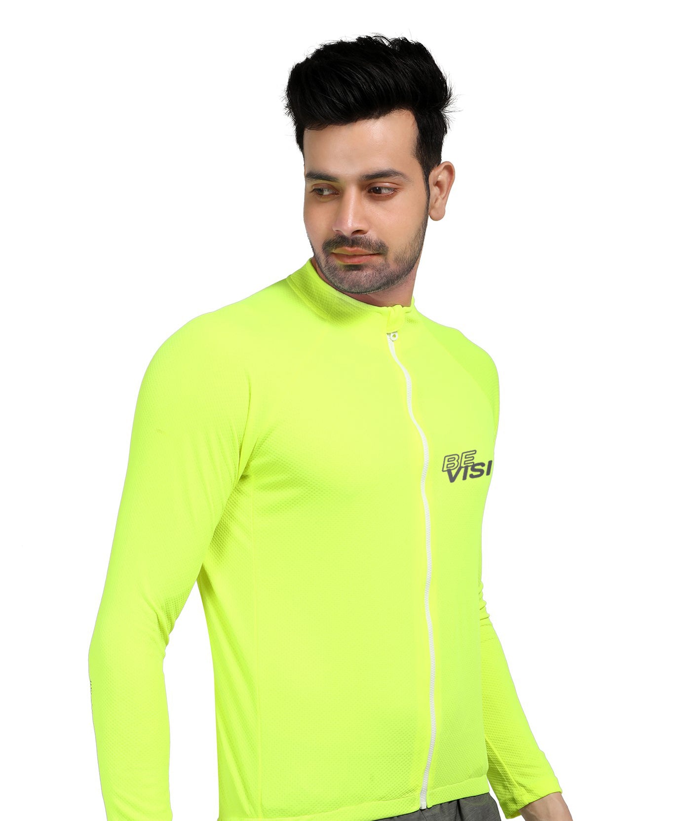 Triquip BeVisible Men Cycling Jersey Full Sleeves - Neon Green - Cyclop.in