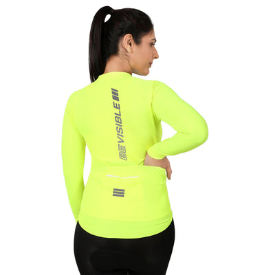 Triquip BeVisible Women Cycling Jersey Full Sleeves - Neon Green - Cyclop.in