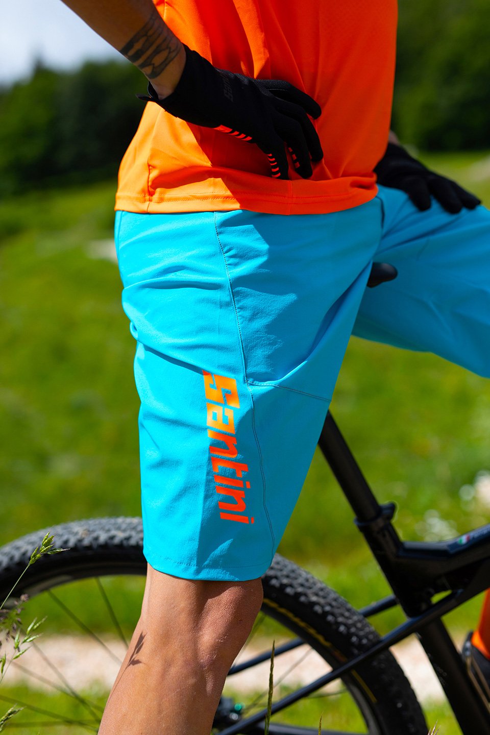 Santini Selva MTB Shorts (Turquoise) - Cyclop.in