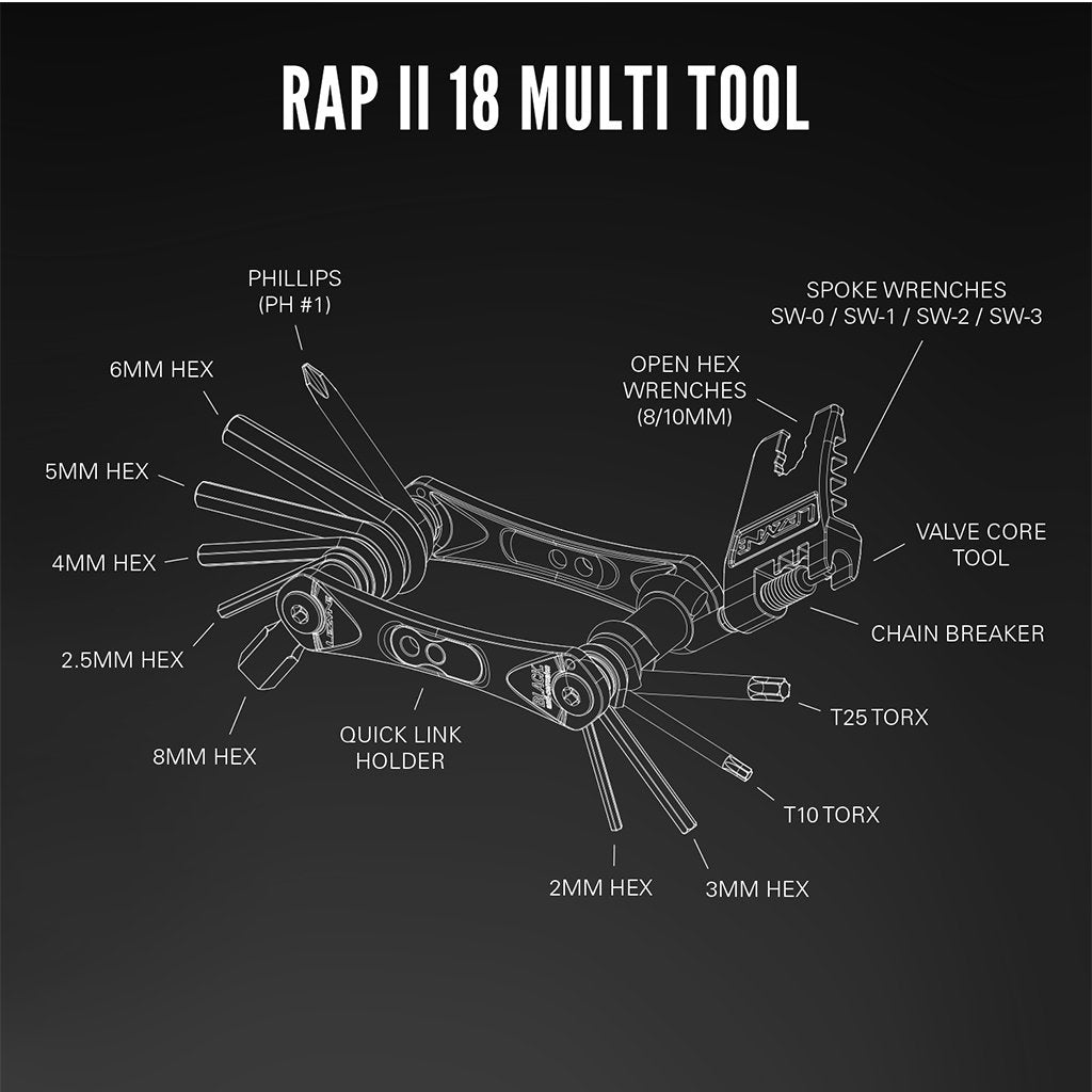Lezyne Rap II 18 Multitool - 18 Functions - Cyclop.in