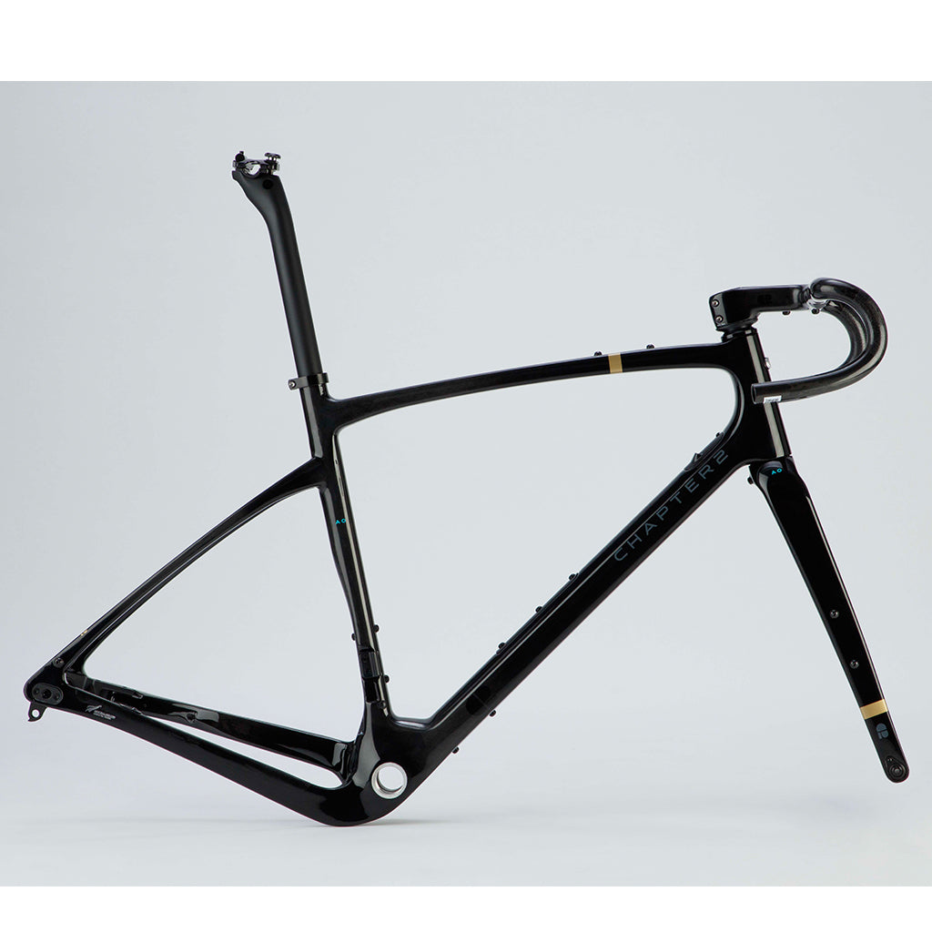 Chapter2 AO Gravel Disc Brake Frameset - Black+UD/Gold Koura - Cyclop.in