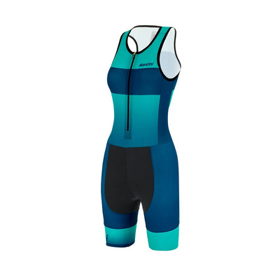 Santini Womens Ferox Sleeveless Trisuit (Teal) - Cyclop.in