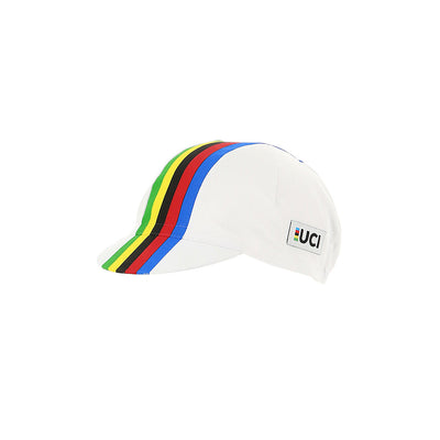 Santini UCI Rainbow Stripes Cycling Cap (White) - Cyclop.in