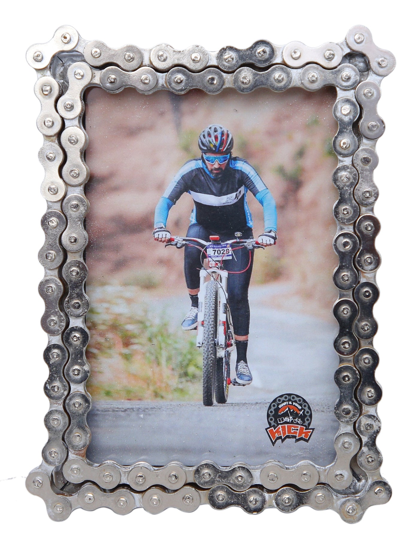 Upcycled Bike Chain Photo Frame With Silver Plating Finish - Cyclop.in