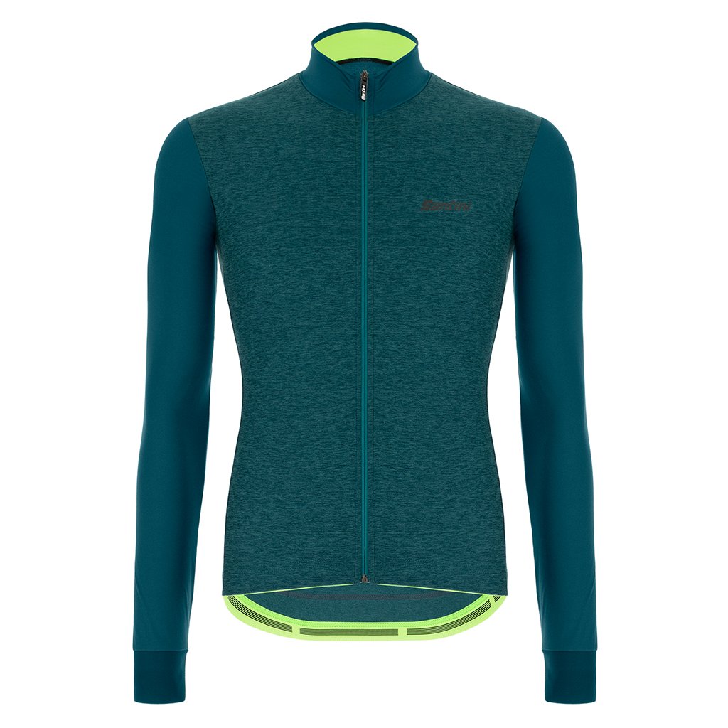 Santini Colore Puro Thermal Jersey - Teal - Cyclop.in