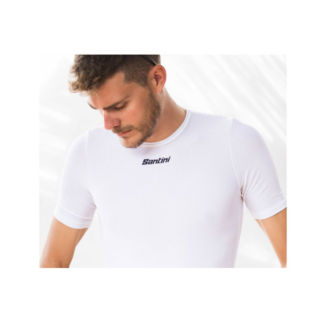Santini Lieve Baselayer Short Sleeves - White - Cyclop.in
