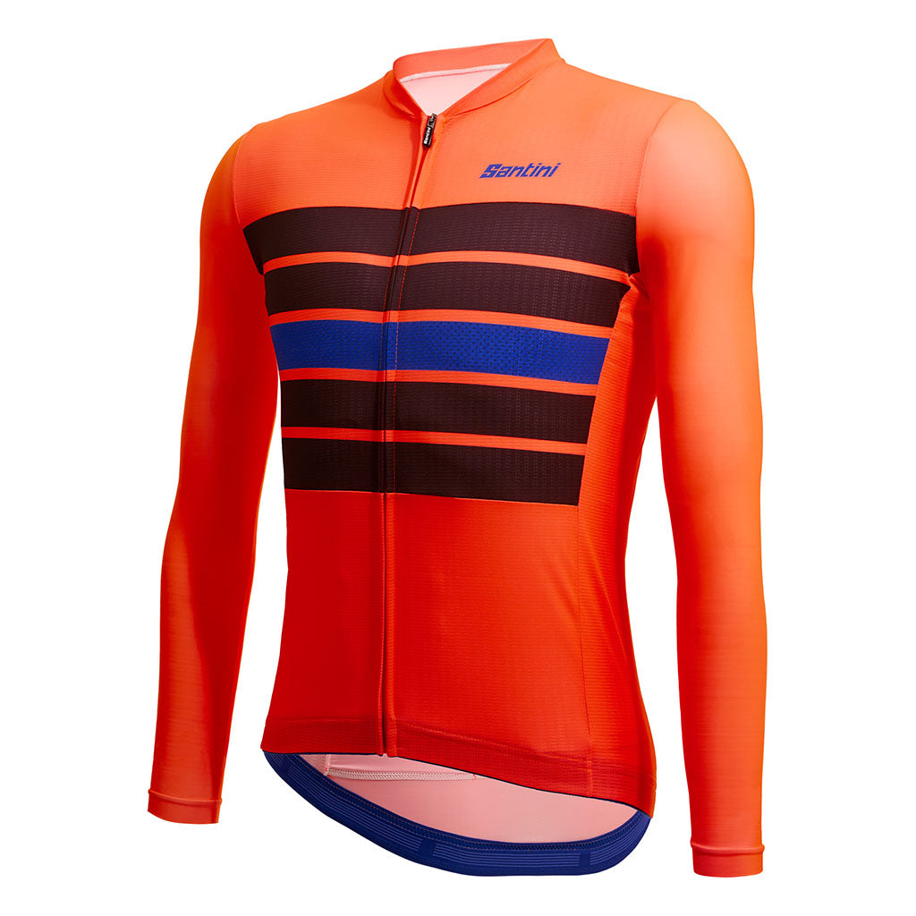 Santini Eco Sleek Bengal Long Sleeve Jersey - Orange - Cyclop.in