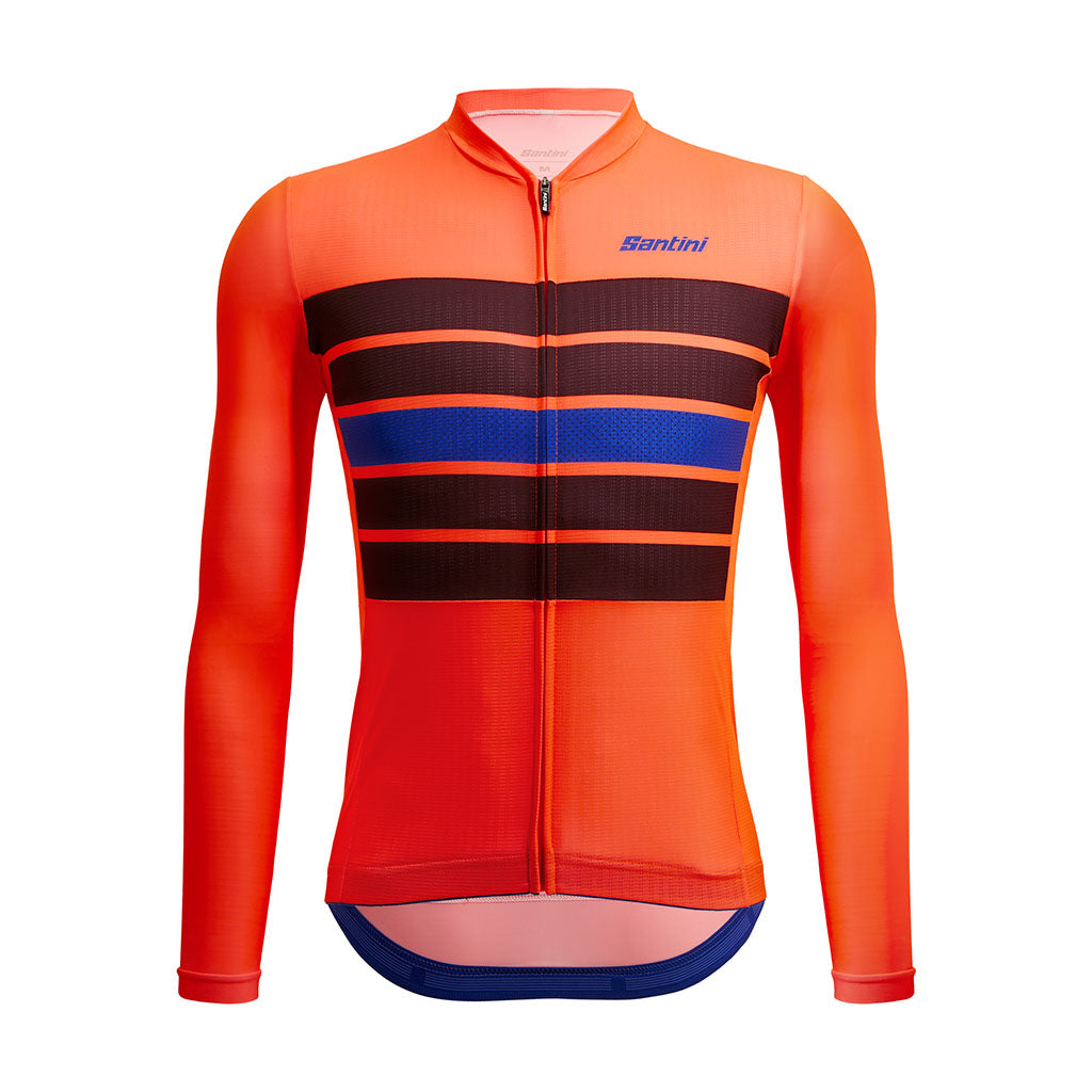 Santini Eco Sleek Bengal Long Sleeve Jersey - Orange - Cyclop.in