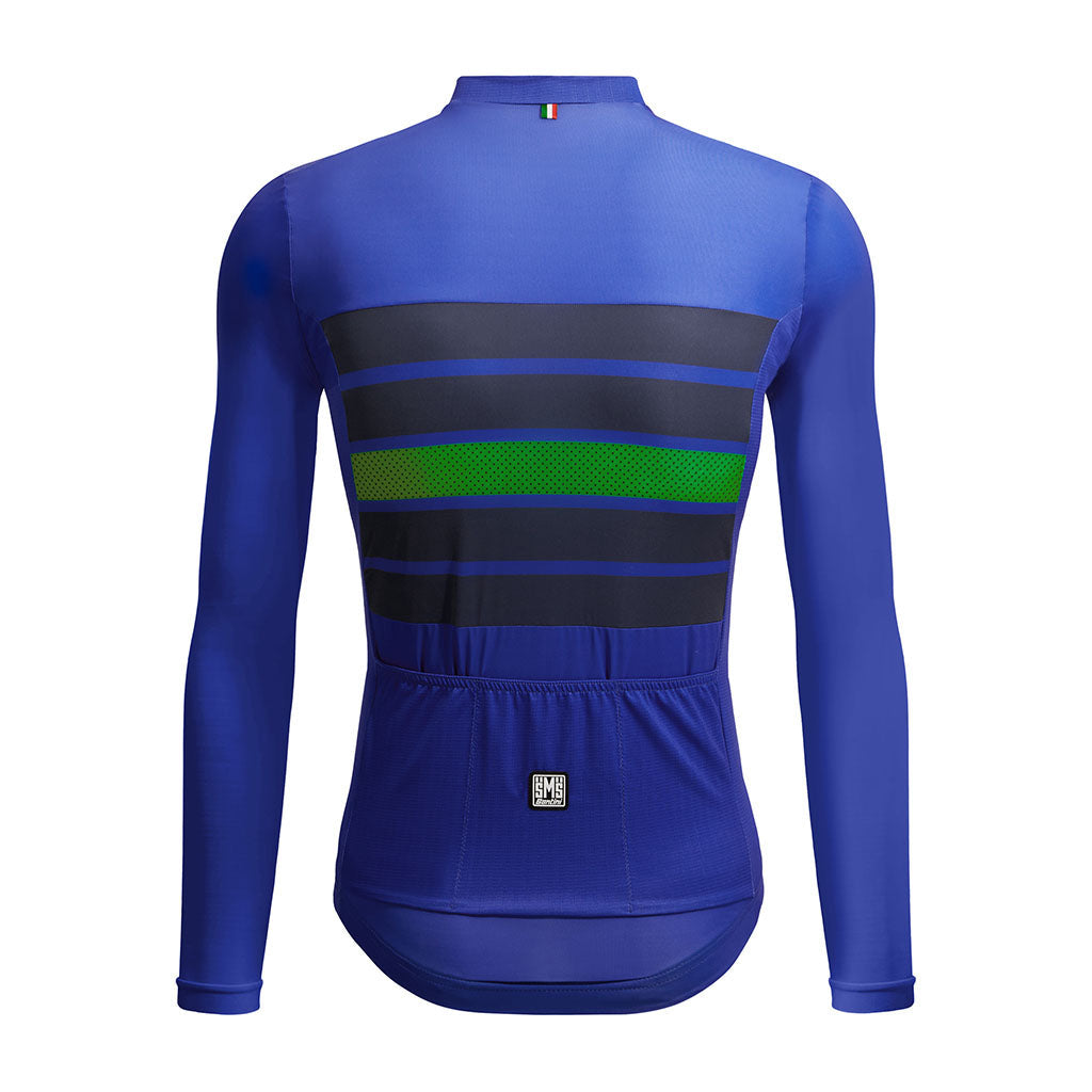 Santini Eco Sleek Bengal Long Sleeve Jersey - Blue - Cyclop.in