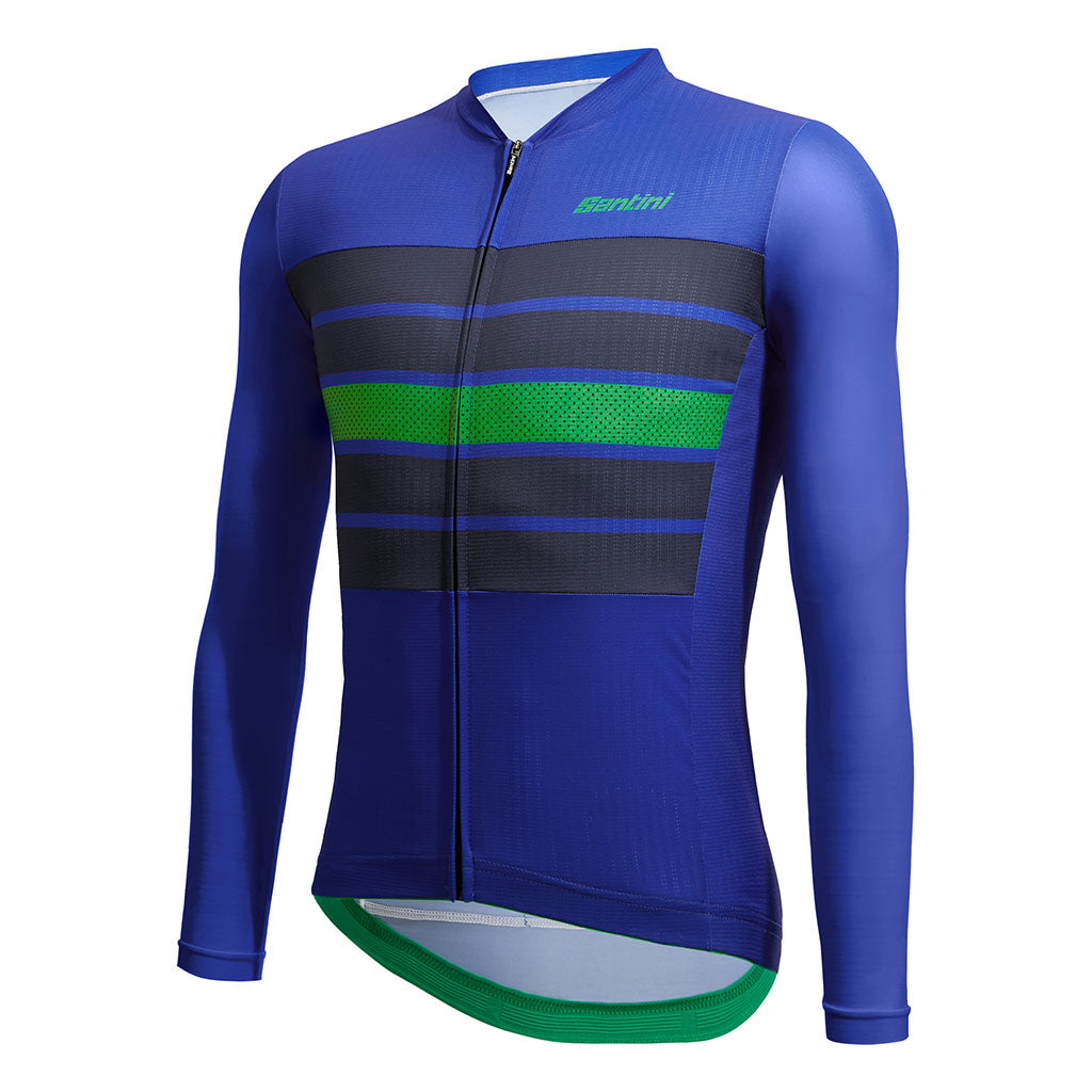 Santini Eco Sleek Bengal Long Sleeve Jersey - Blue - Cyclop.in