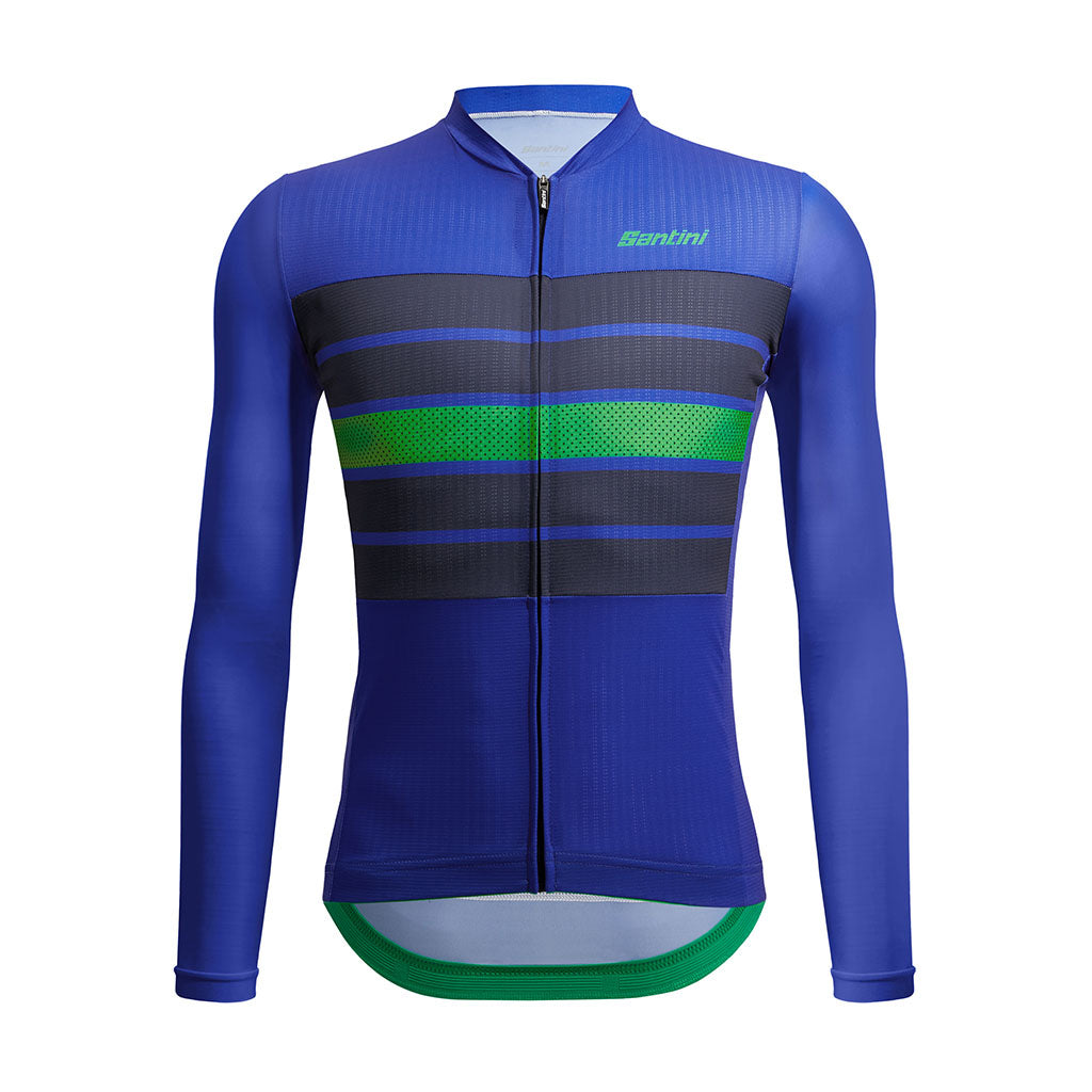 Santini Eco Sleek Bengal Long Sleeve Jersey - Blue - Cyclop.in