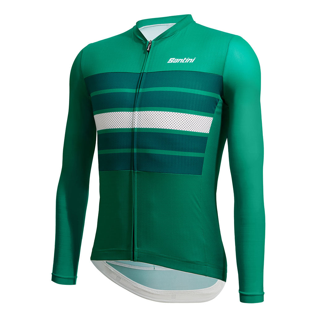 Santini Eco Sleek Bengal Long Sleeve Jersey - Green - Cyclop.in