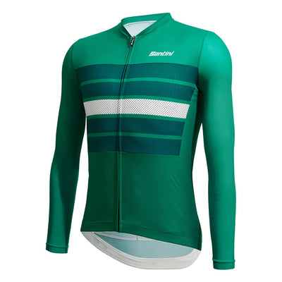 Santini Eco Sleek Bengal Long Sleeve Jersey - Green - Cyclop.in