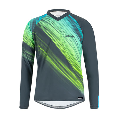 Santini Sasso Thermal Long Sleeve MTB Jersey (Green) - Cyclop.in