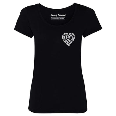 Swag Swami Women's  Bicycle Chain Heart T-Shirt - Cyclop.in