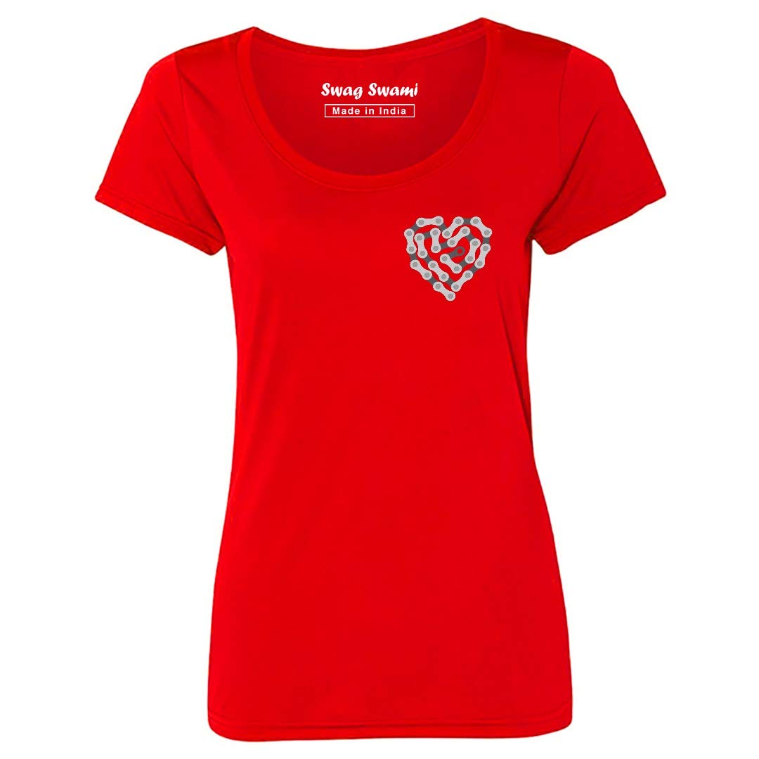 Swag Swami Women's  Bicycle Chain Heart T-Shirt - Cyclop.in