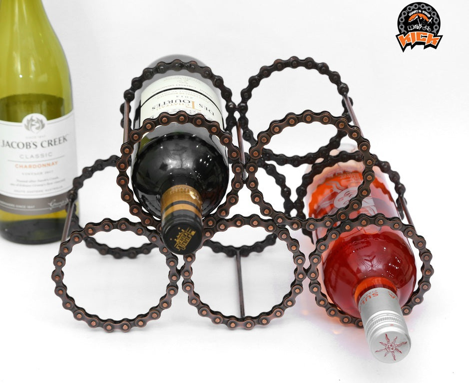 Upcycled Bike Chain Wine Bottle Holder - Cyclop.in