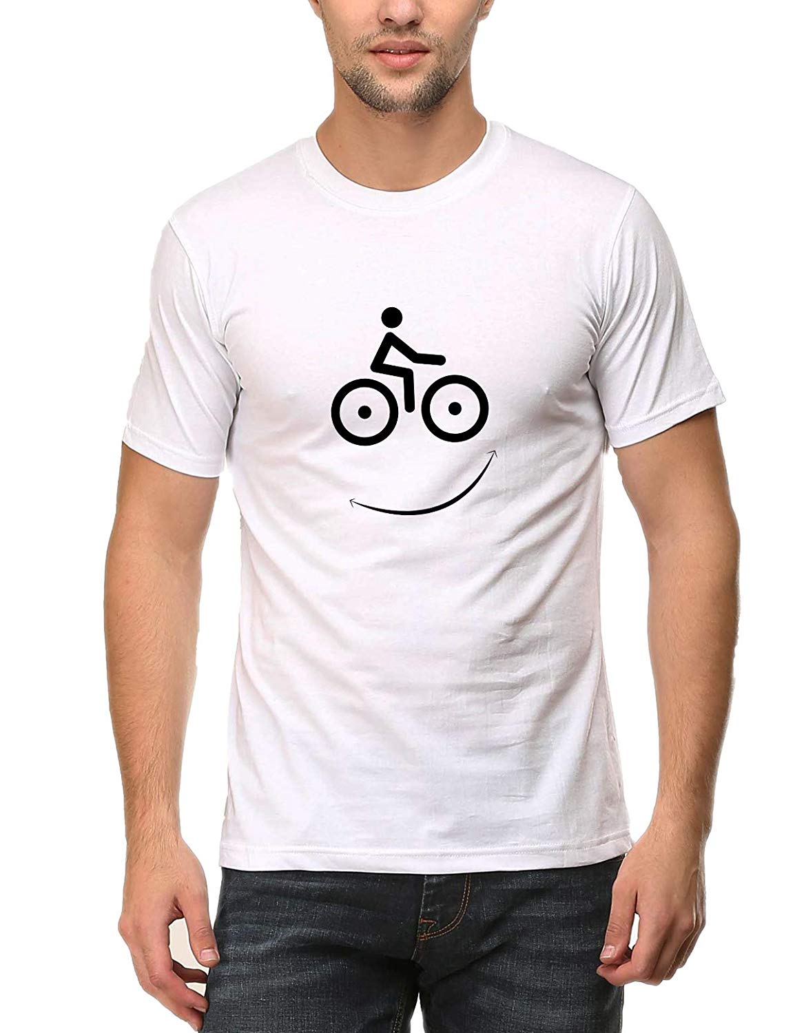 Swag Swami Men's  Cycle Smiley T-Shirt - Cyclop.in