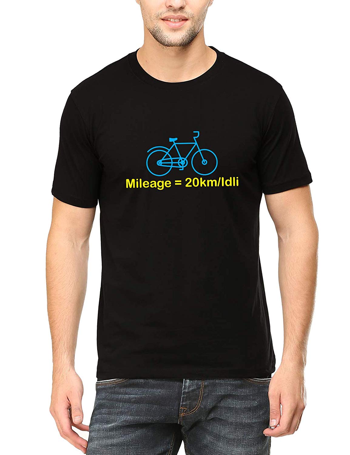 Swag Swami Men's  Mileage = 20km/Idli  T-Shirt - Cyclop.in