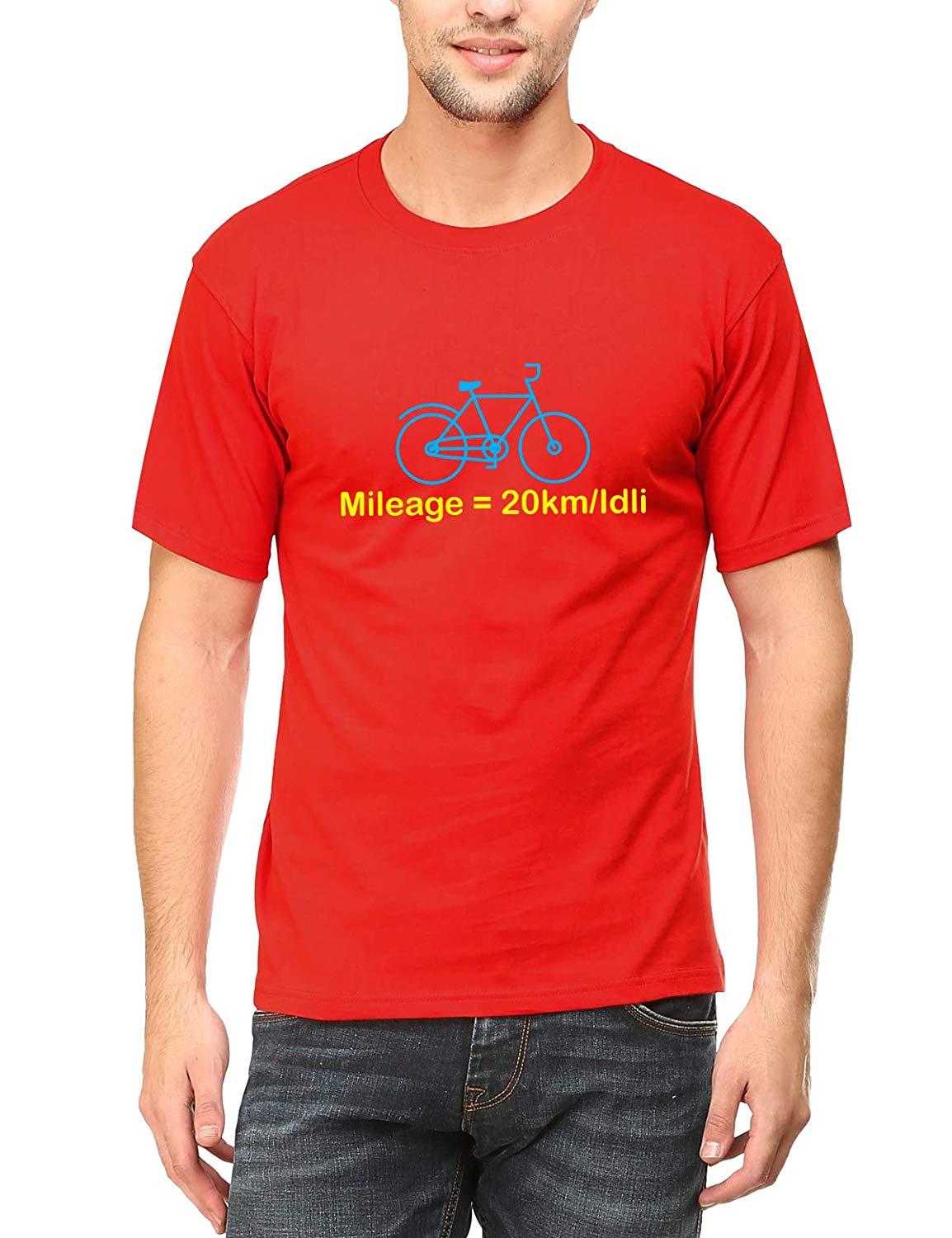 Swag Swami Men's  Mileage = 20km/Idli  T-Shirt - Cyclop.in
