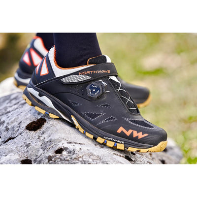 Northwave Spider Plus 2 MTB-AM Shoes - Black/Off White/Orange - Cyclop.in