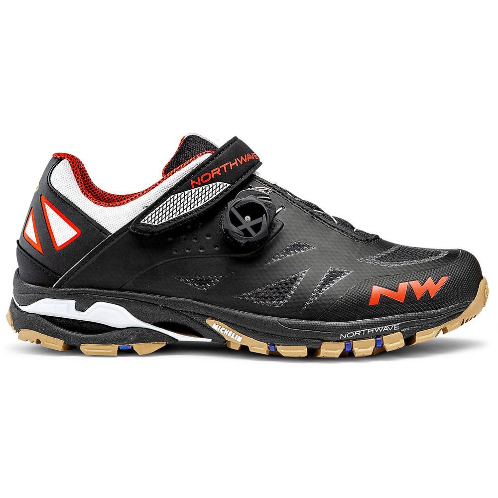 Northwave Spider Plus 2 MTB-AM Shoes - Black/Off White/Orange - Cyclop.in